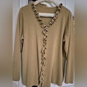 Ruffled Tan Sweater